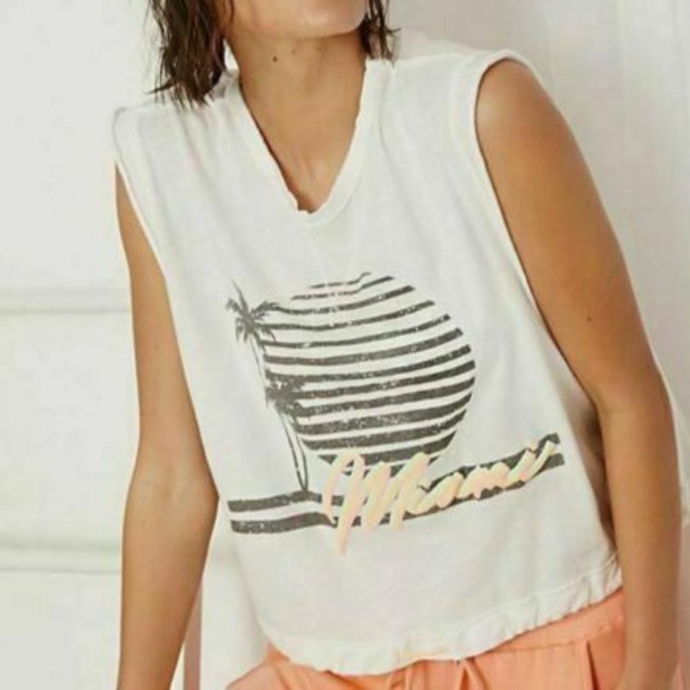 Free People White Bring the Heat Miami Graphic Tee